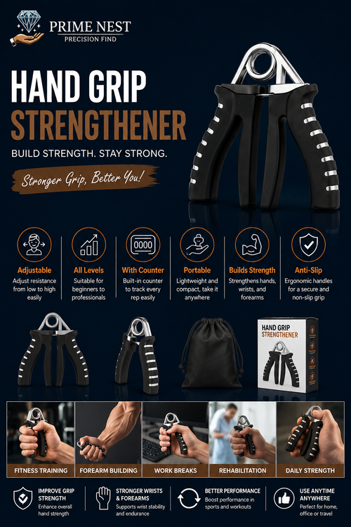 Adjustable Hand Grip Strengthener With Counter (1 Pc)