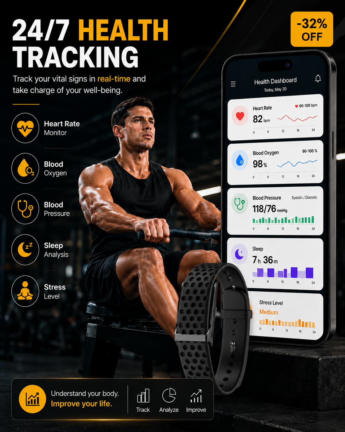 Health And Fitness Tracker Band